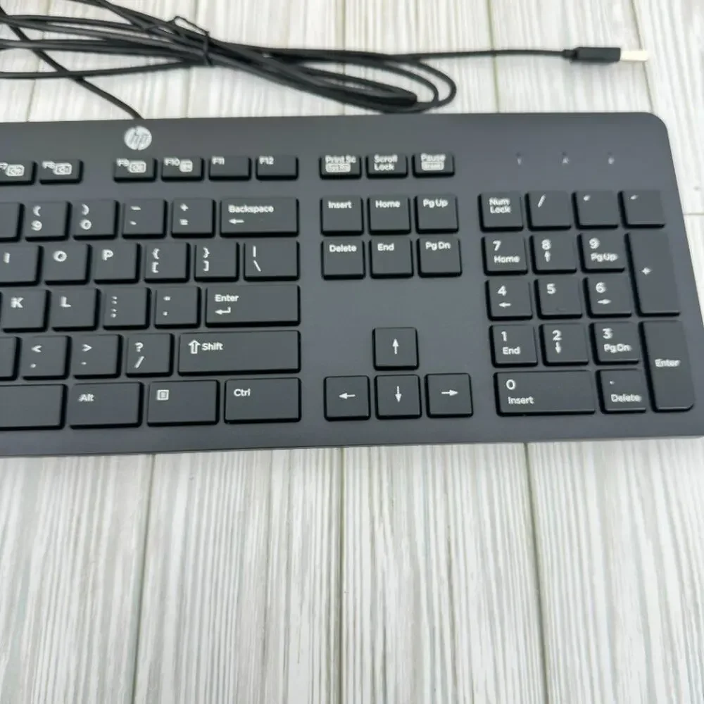 Hewlett Packard HP black USB wired QWERTY keyboard slim KBAR211 NEW